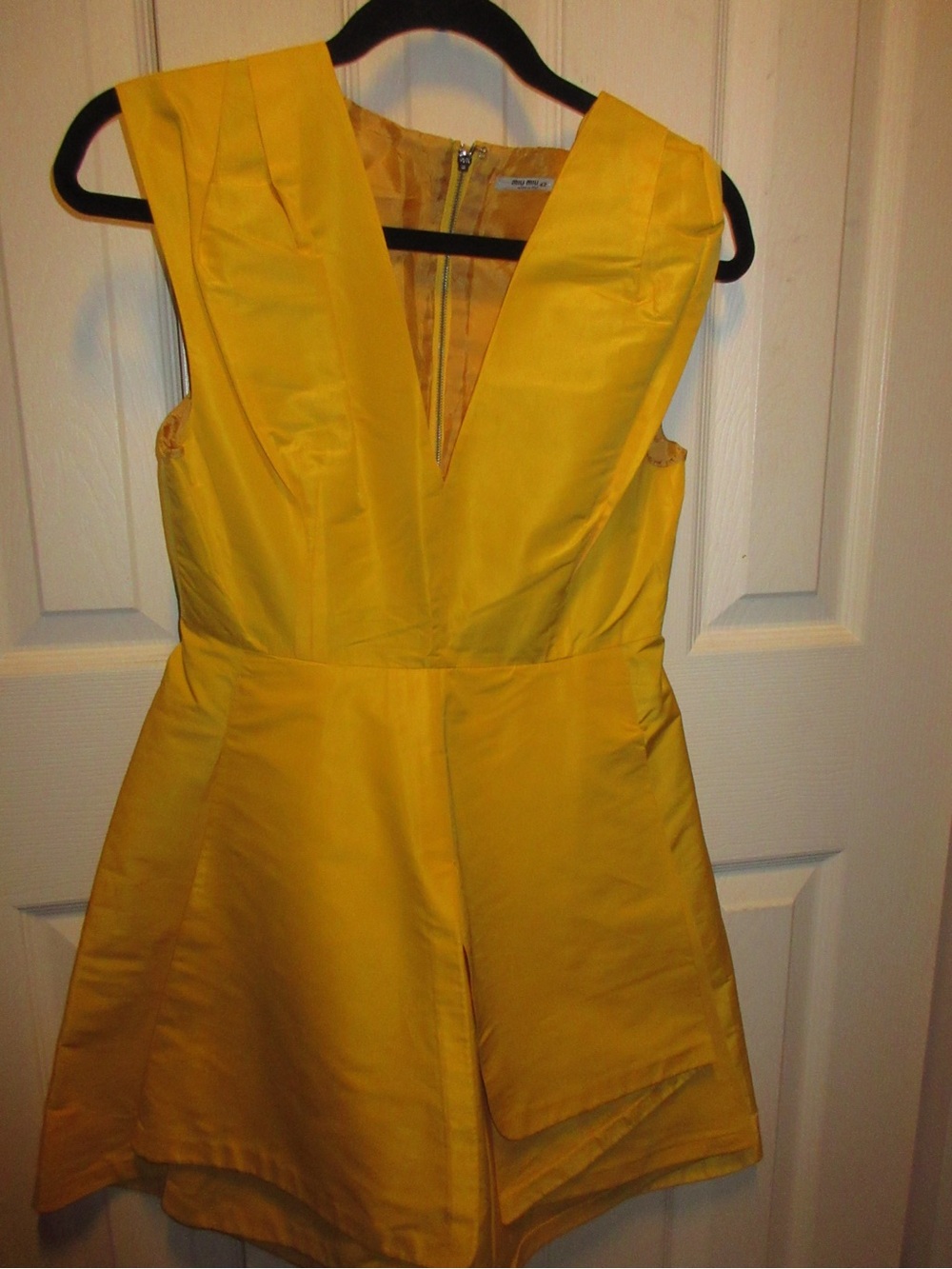 Miu Miu Bright Yellow V-Neck Dress